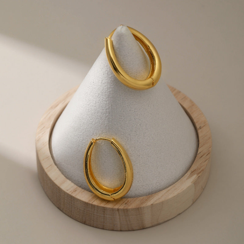 18K Gold Geometric Round Atmospheric Ear Buckles