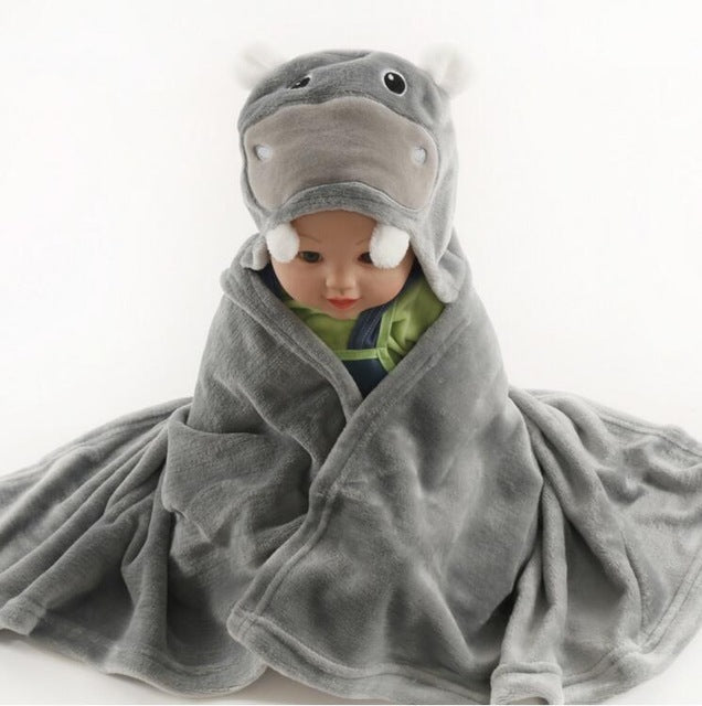 Baby fleece Cartoon Style bath hooded towel