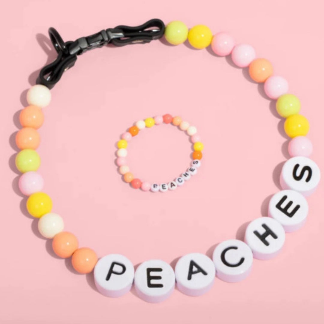 Pet Collar Chain Acrylic English Letter Beaded Elastic Cord