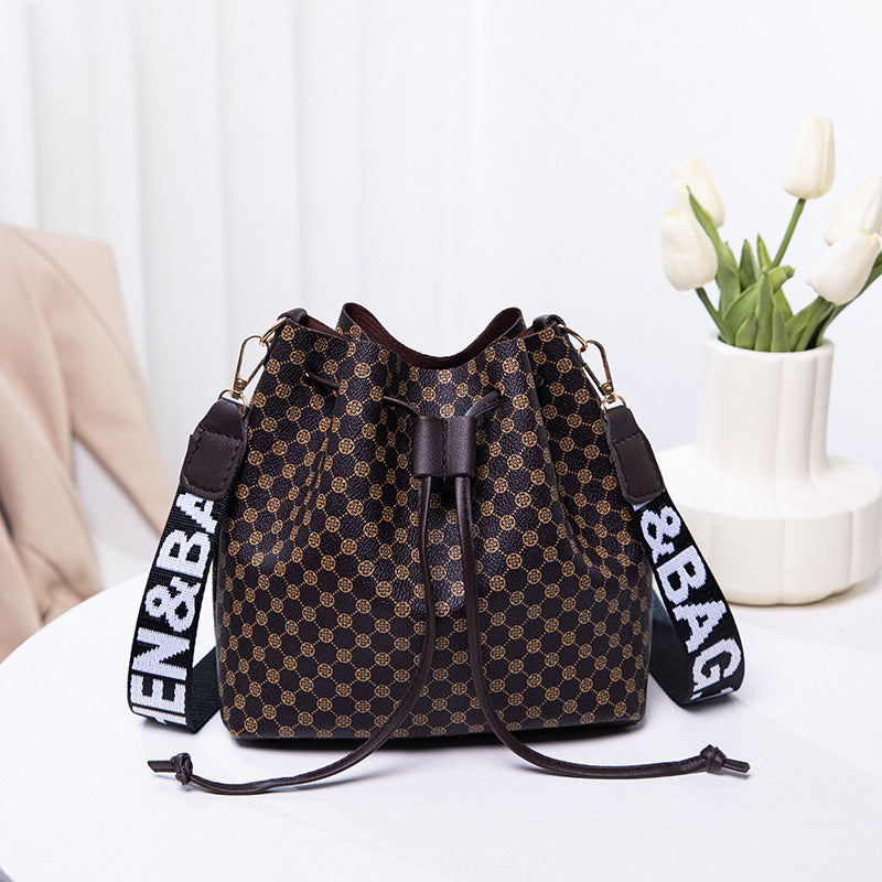 Multi Layer Soft Leather Women's Fashion Simple Shoulder Bucket Bag