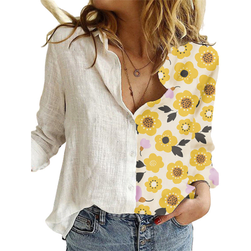 Women's Half Sided Fashion Print Shirt