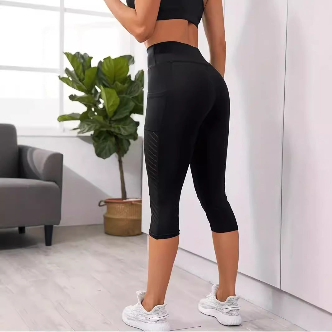 Color Contrast Patchwork Running Trousers Belly Contracting