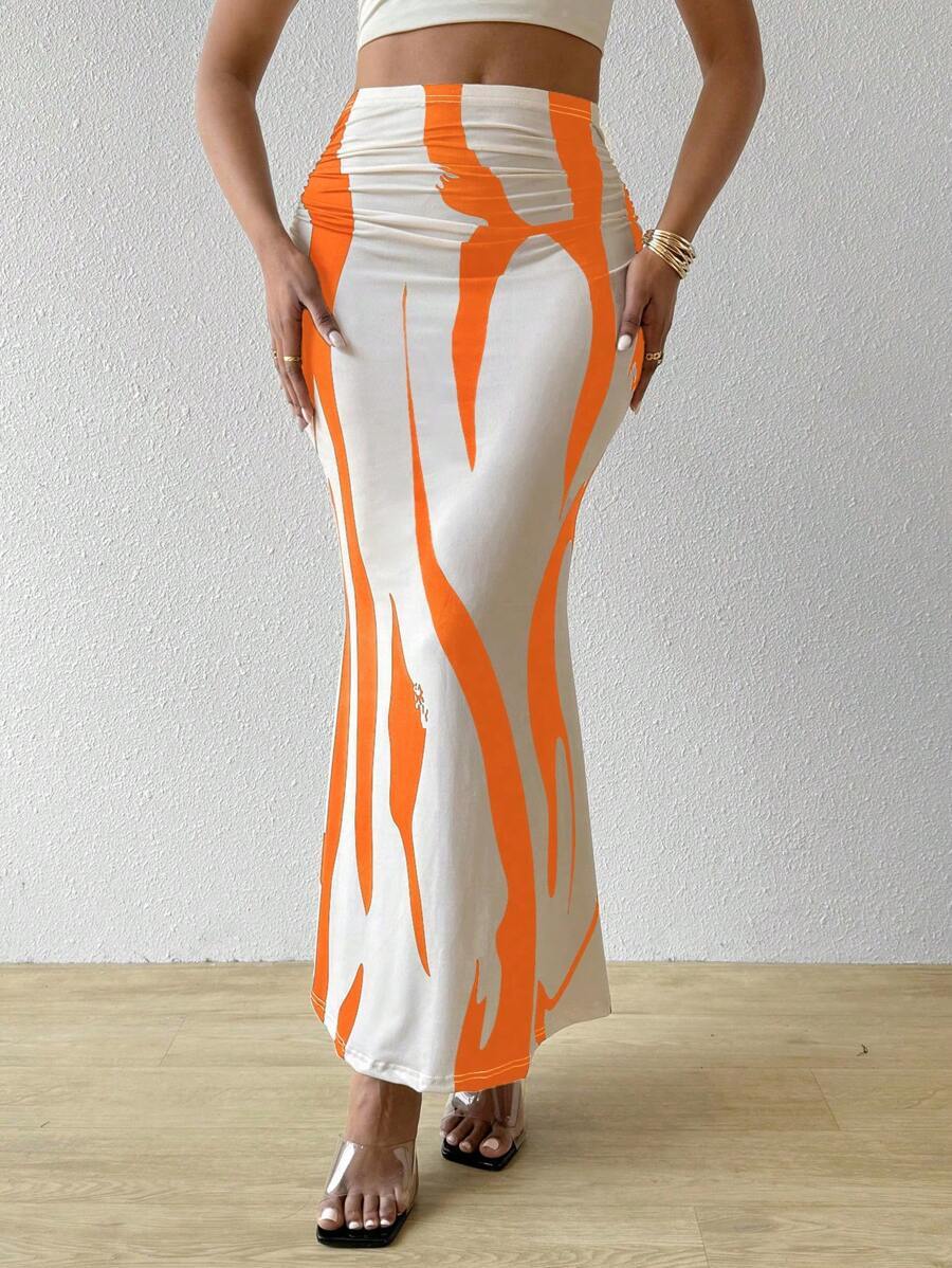 Zebra Pattern Tight Fitting High Waisted Fish Tail Fashion Skirt