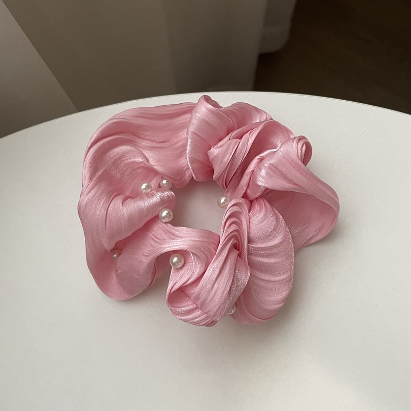 Pearl Texture Wavy Simple Ruffled Silk Scrunchie