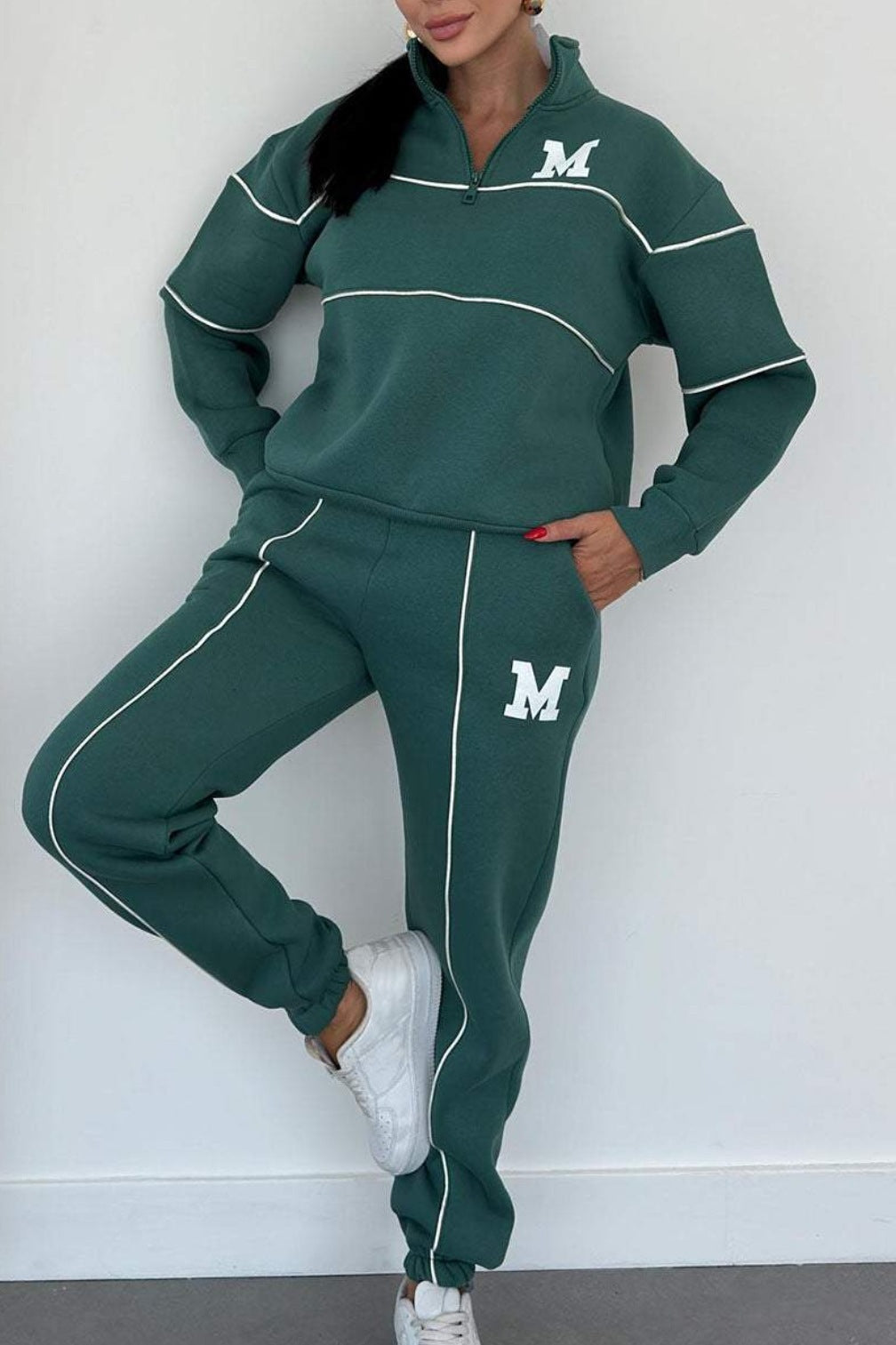 2 Piece Outfits Lounge Hoodless Pullover Sweatshirt Sweat suit Set With Pockets