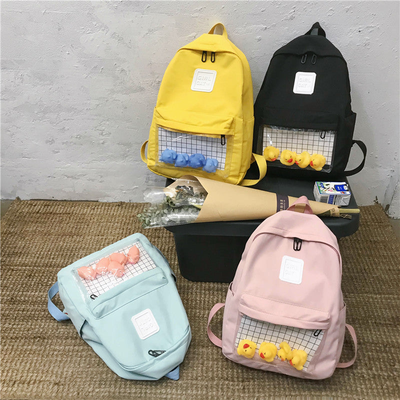 Cute little yellow duck transparent backpack