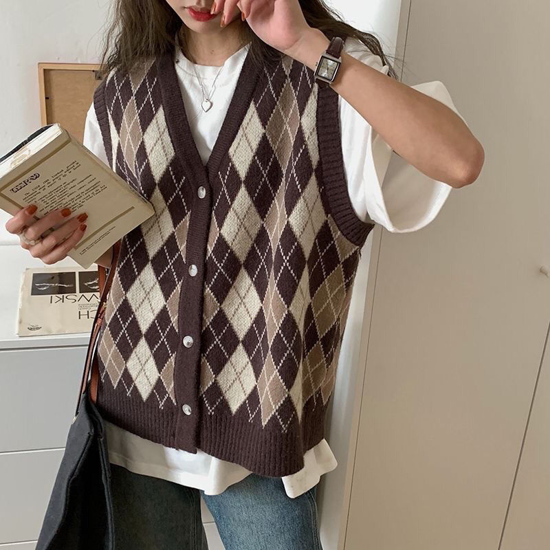 Modische Strickjacke mit Rautenmuster für Damen