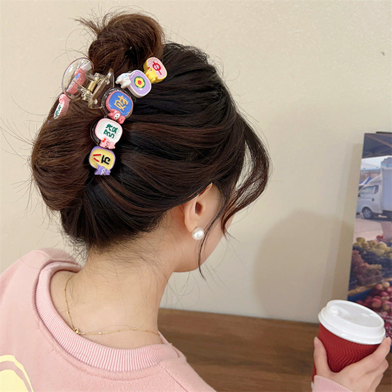 Women's Cute Rich Mahjong Hair Claw Headdress