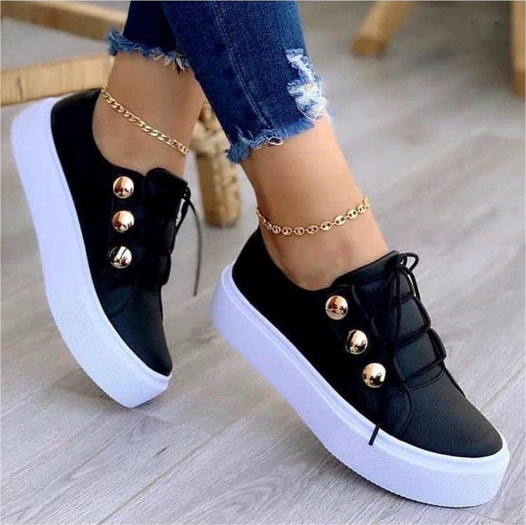 Lace-up Flats Women Rivet Casual Sneakers