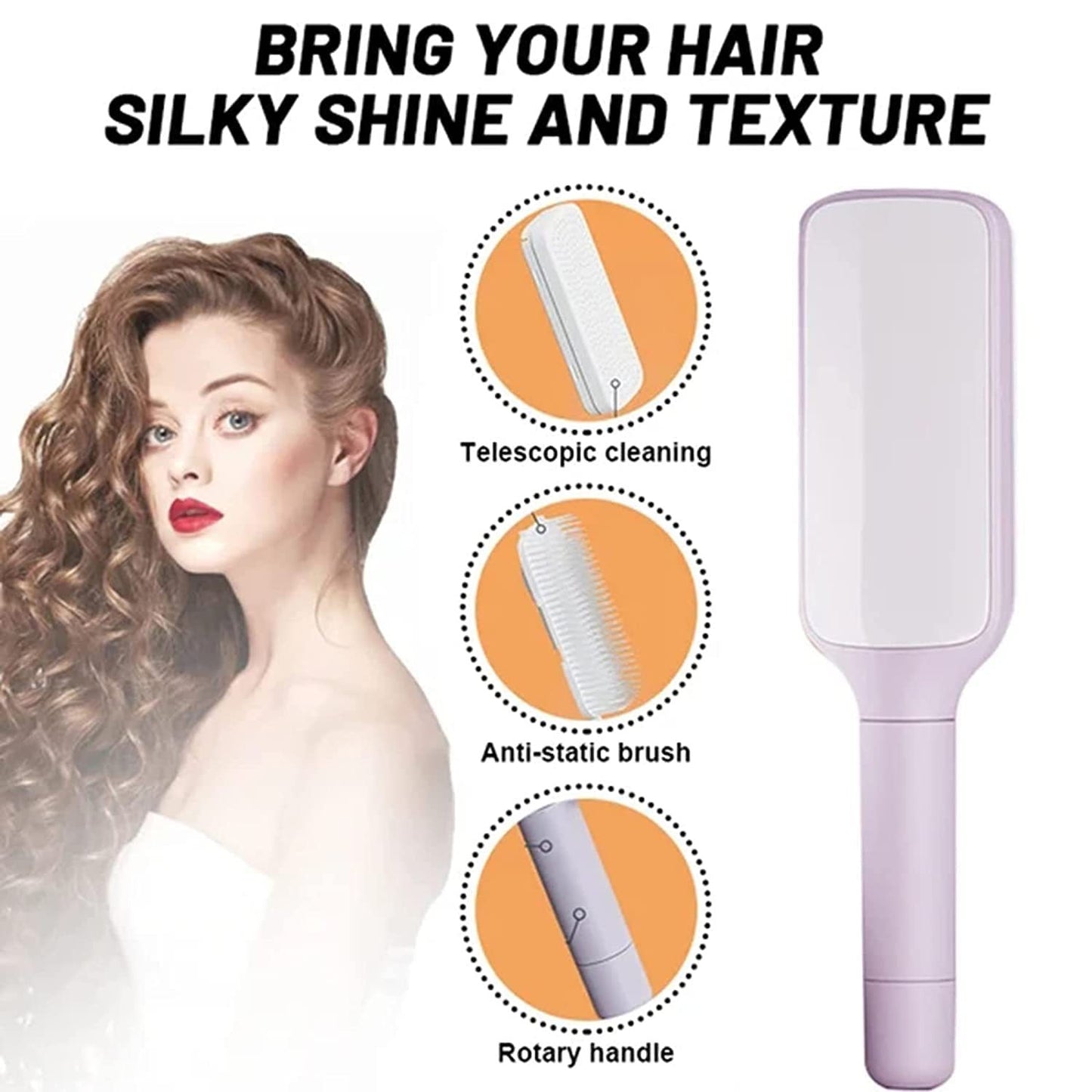 4 in 1 セルフクリーニングヘアブラシ 新セルフクリーニング静電気防止マッサージコーム スケーラブル回転リフティングセルフクリーニングヘアブラシ