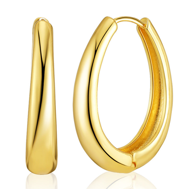 18K Gold Geometric Round Atmospheric Ear Buckles