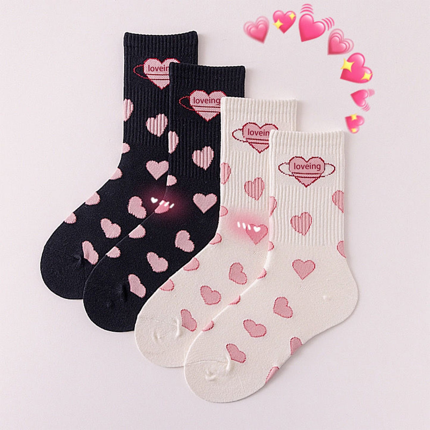 Love Black White Mid-tube Cute Girls Lolita Socks