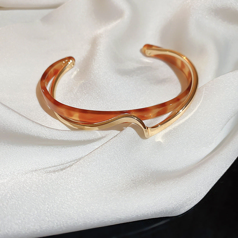 Metal White Shellfish Plate Bracelet For Women Opening Adjustable 2 Layers Desig