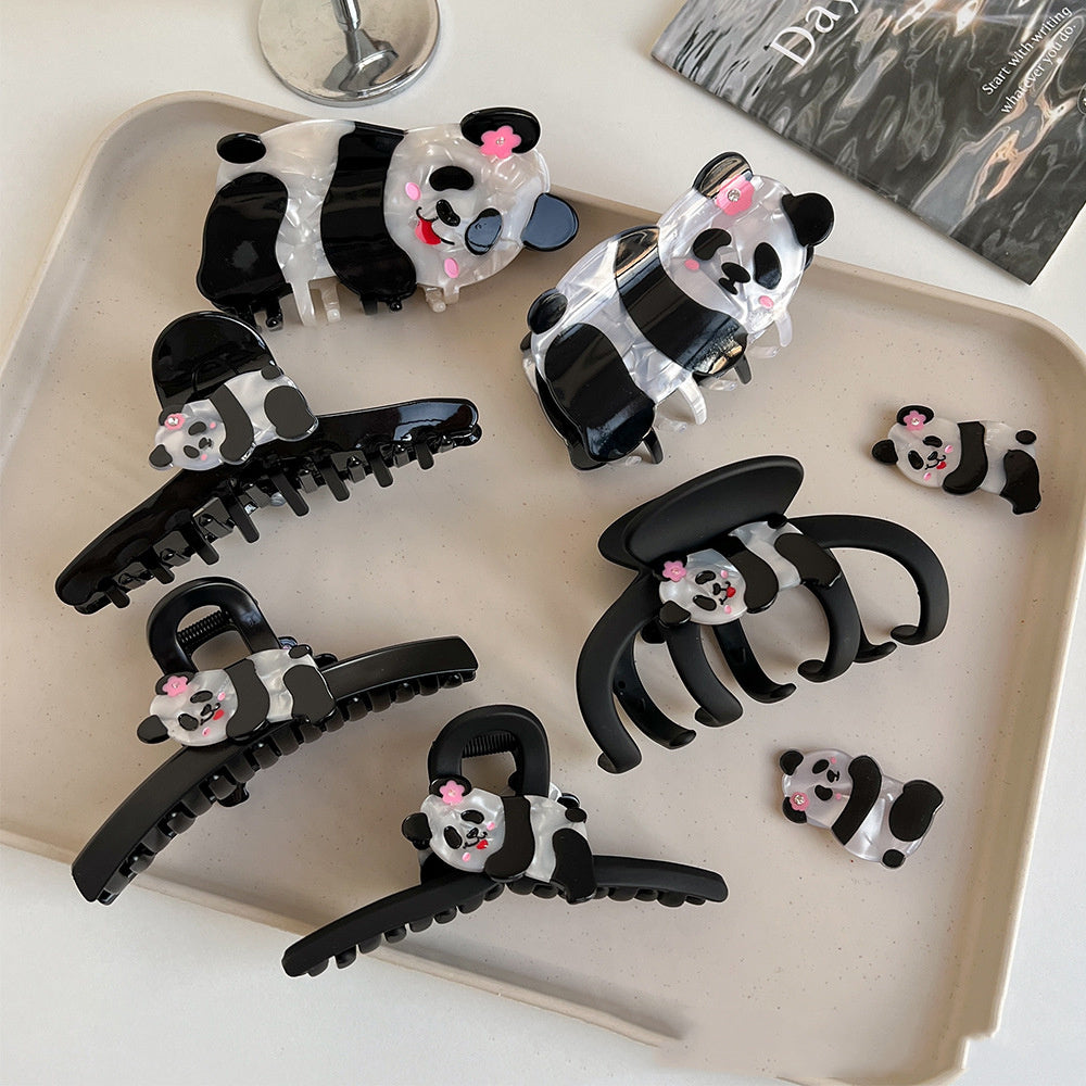 Cartoon Panda Acetate Grip Cute Animal Hair Claws