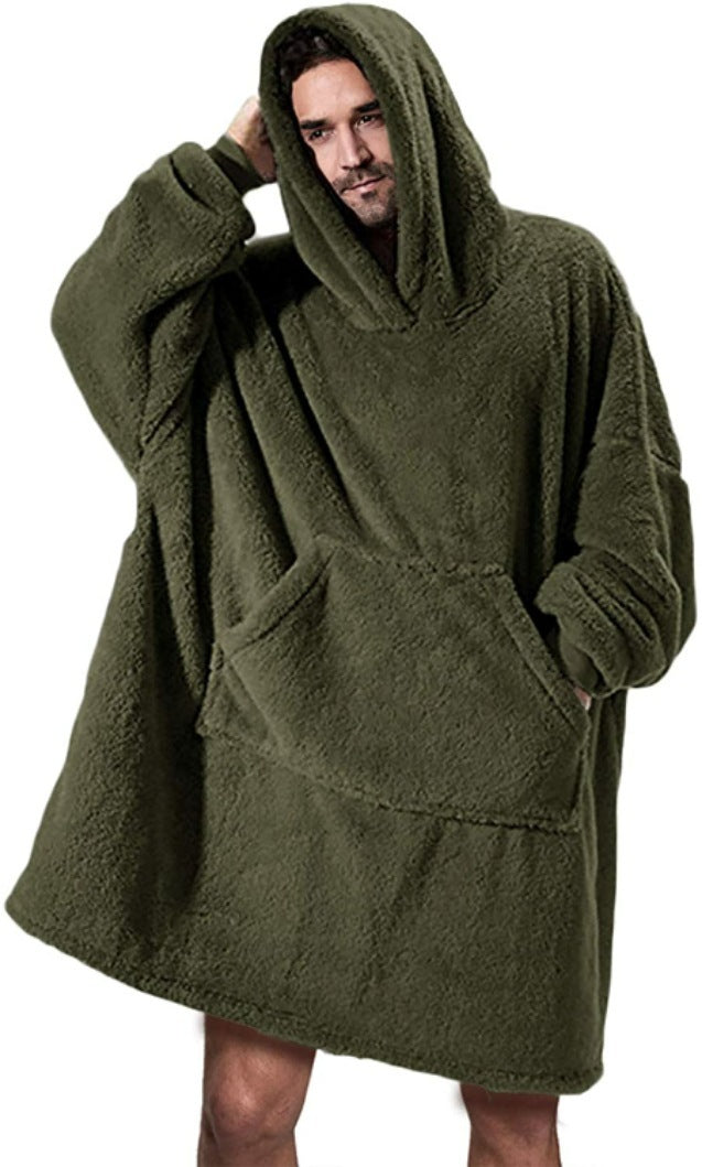 Big Pocket Tops Sweater Comfortable Loose Double-Sided Fleece Thicker Wearable Blanket