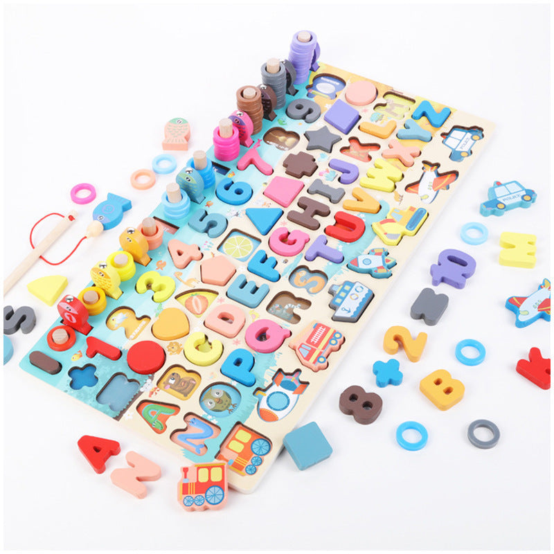 Montessori Educational Wooden Toys for Kids Board Math Fishing
