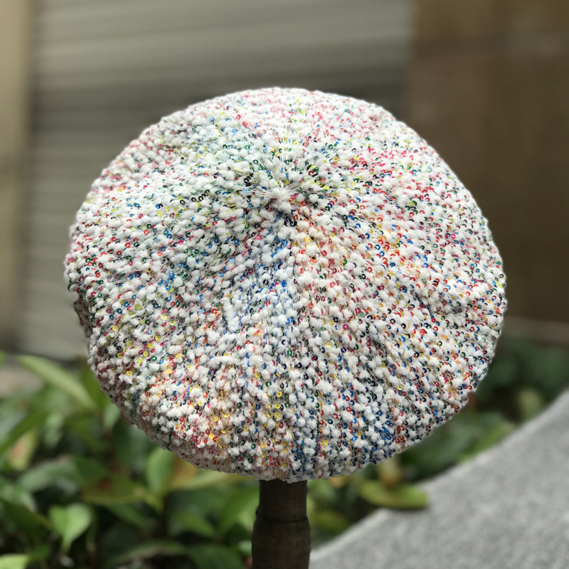 Color sequins beret women summer thin Korean hat