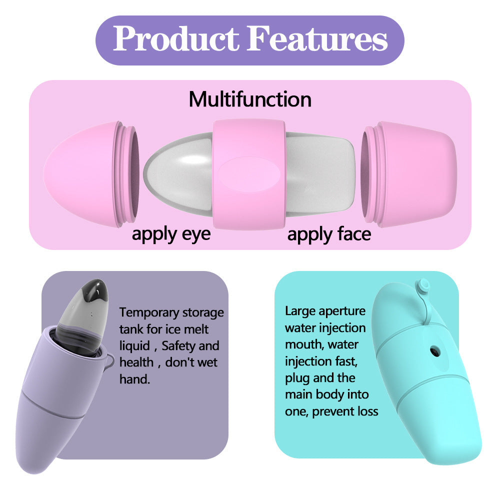 Silicone Ice Face Roller Contour Shrink Pores Remove Dark Circles Massage Skin