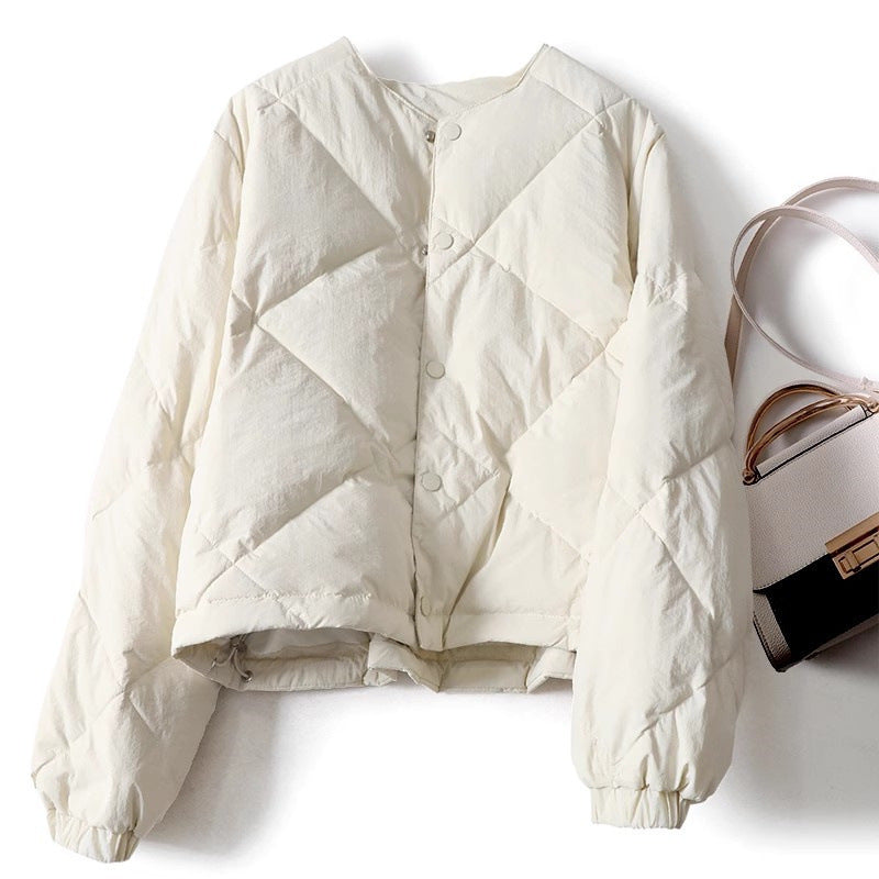 Gray Lattice Women Short Cotton Jacket