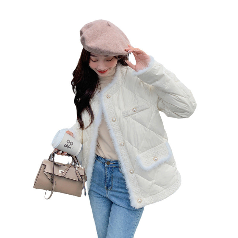 High-grade Short Quilted Mink Fur Classic Style Down Women's Coat