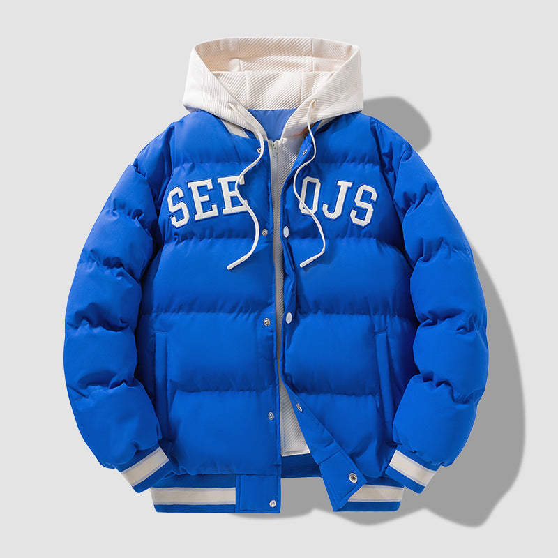 Mode Brief Kapuze Baumwolle Winter Warm Solid Zipper Jacke für Männer