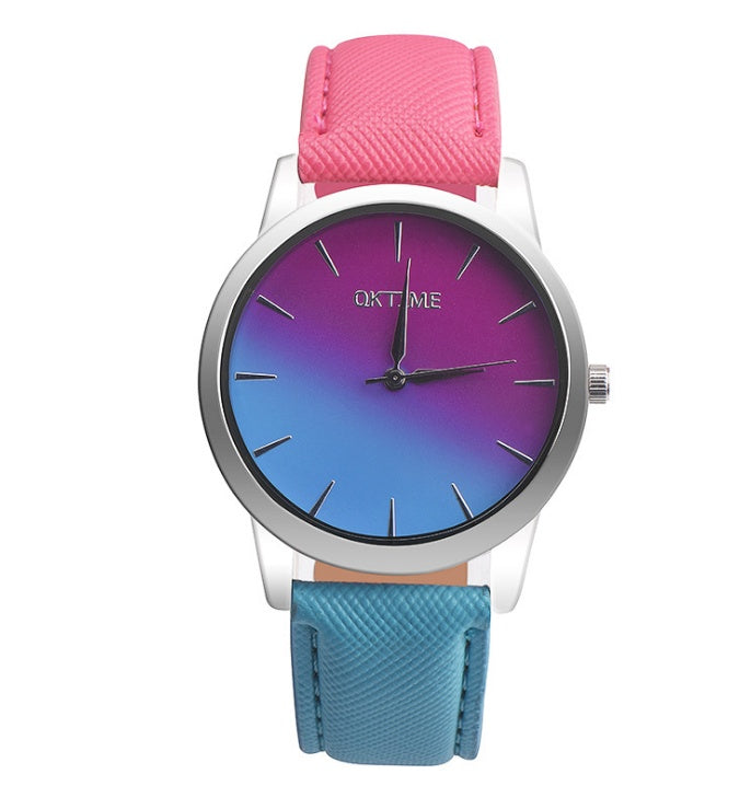 Mode Lässig Retro Regenbogen Design Uhr Frauen Analog Quarz Armbanduhren Uhr Elegante Dame Armbanduhr Frau Zeit