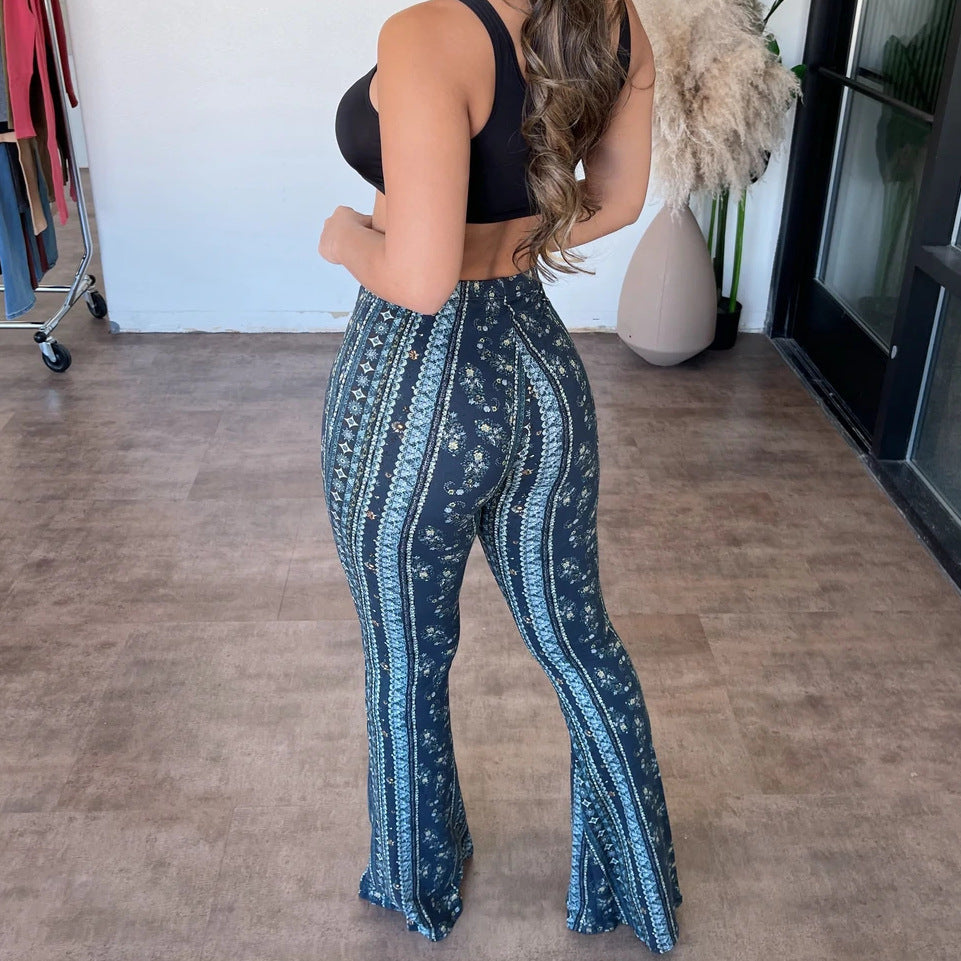High Elastic Tight Pants Slim Print Trousers Women's Clothing