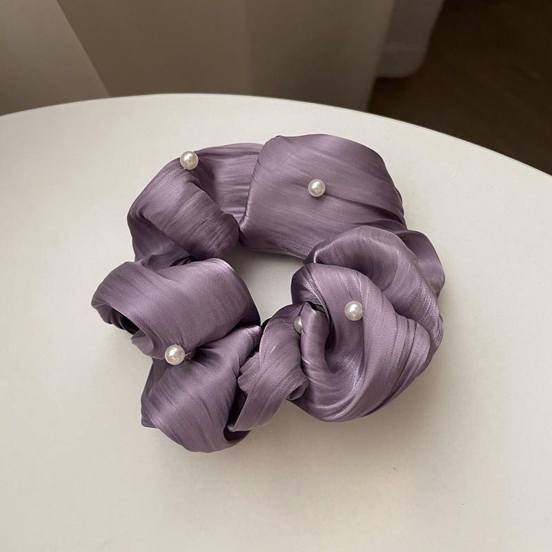 Pearl Texture Wavy Simple Ruffled Silk Scrunchie