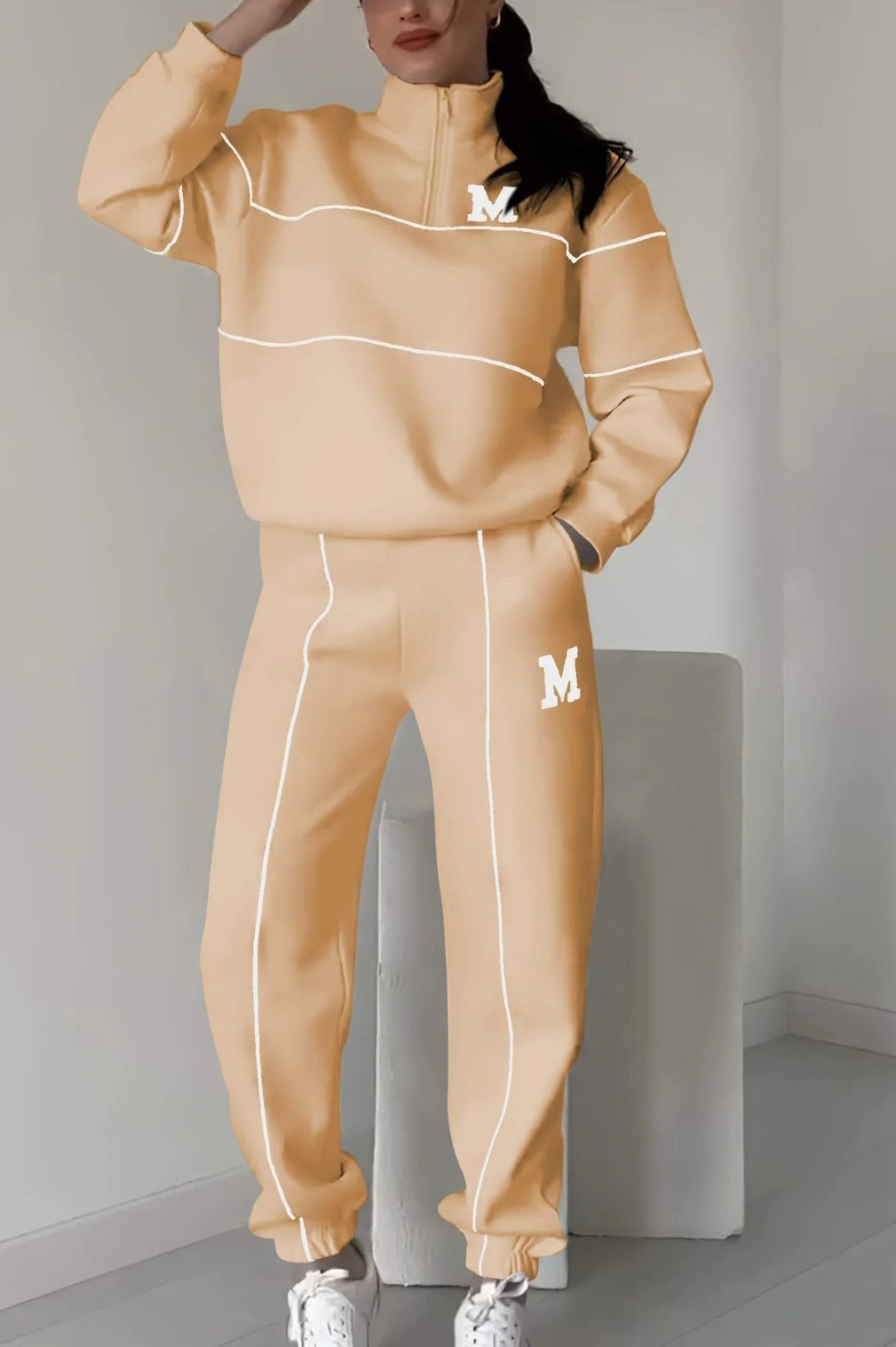 2 Piece Outfits Lounge Hoodless Pullover Sweatshirt Sweat suit Set With Pockets