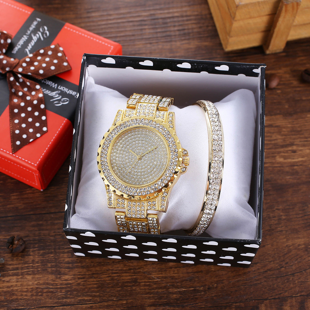 Mode Diamant Band Quarzuhr mit Armband