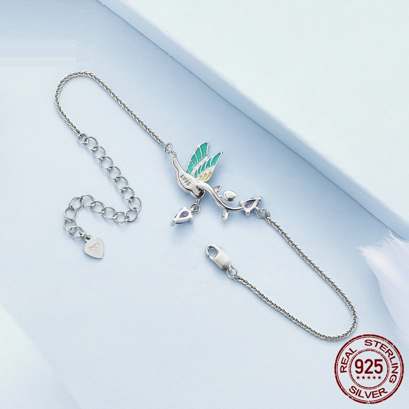 Mori Style Special Interest Light Wind Bird 925 Silver Bracelet
