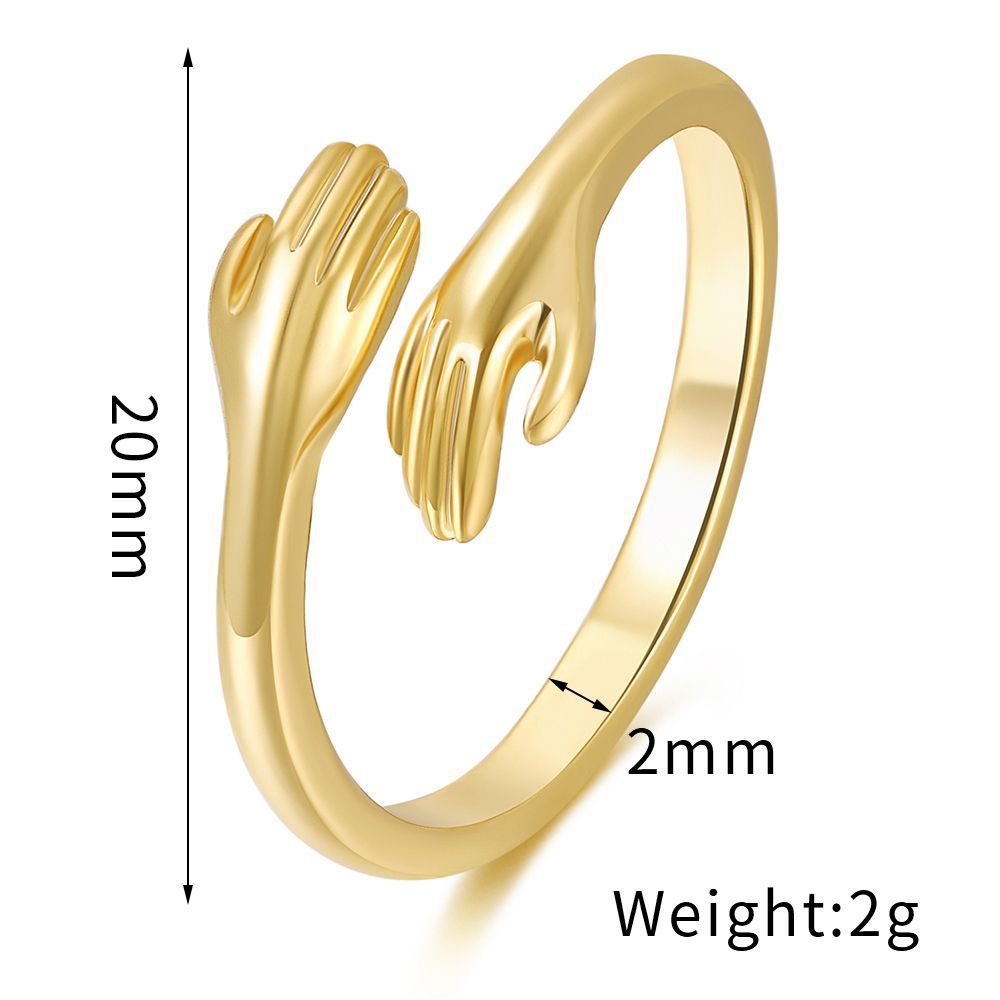 Hug Gesture Ring 18K Gold Color Preserving Jewelry