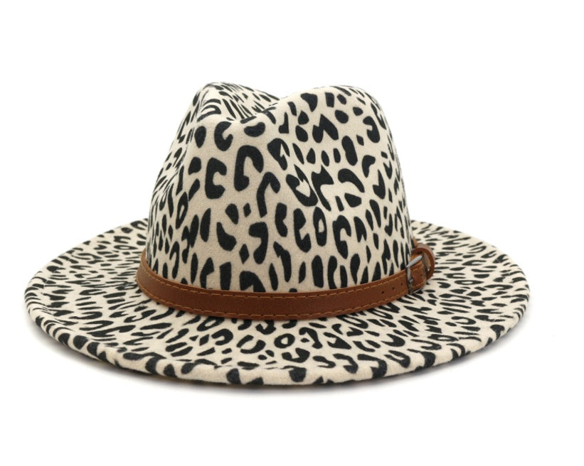 New leopard fur autumn and winter jazz hat