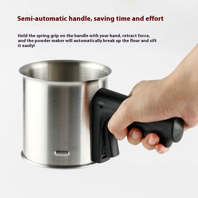 Stainless Steel Flour Sifter Semi-automatic Hand-held Round