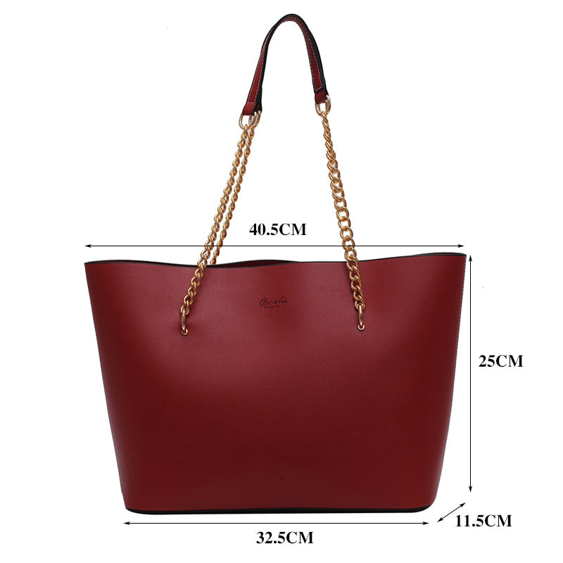 Korean Style Ladies Chain Tote Brown Handbag