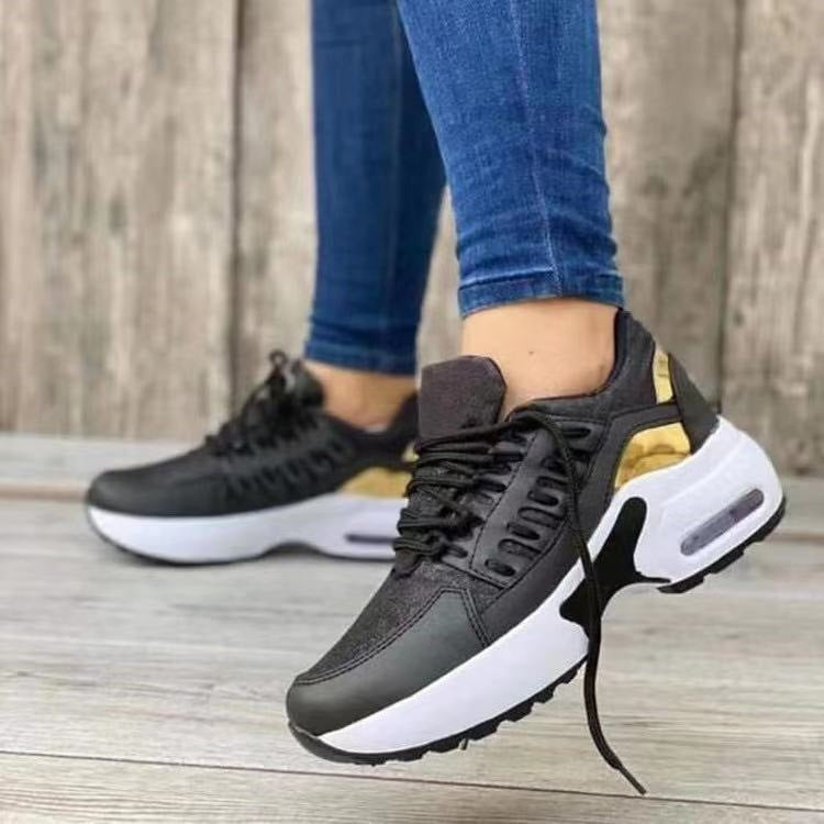 Lace Up Women Wedge Heel Running Shoes