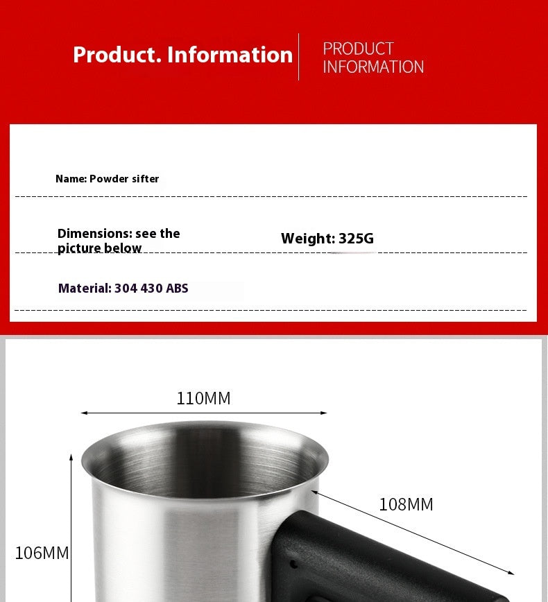 Stainless Steel Flour Sifter Semi-automatic Hand-held Round