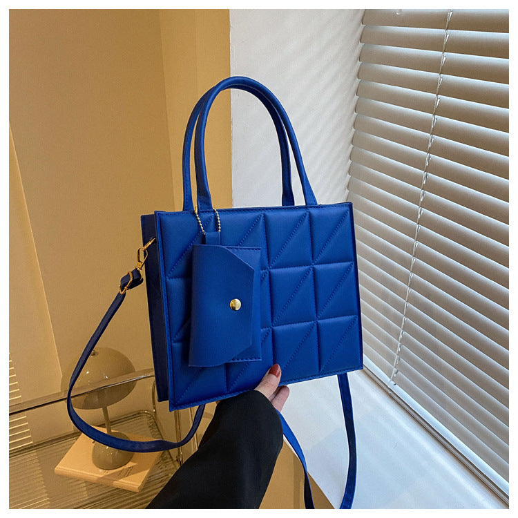 Plaid Shoulder With Small Wallet Simple Elegant Portable Square Handbag