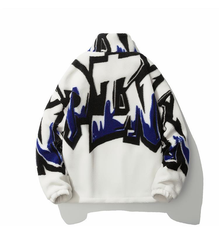 Fashion Printed Loose New Men's Fleece Cotton-padded Coat