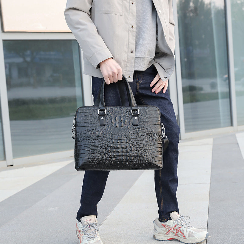 New Crocodile Pattern Business Computer Bag Shoulder Briefcase