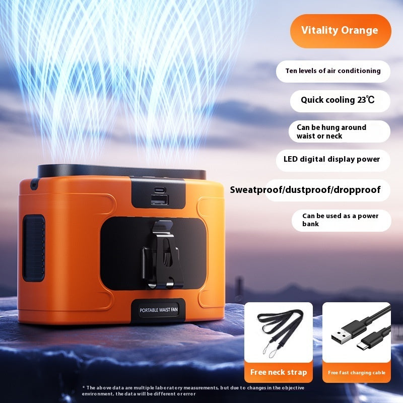 Waist Hanging Fan Portable Summer Heat Relieving Charging Refrigeration Endurance