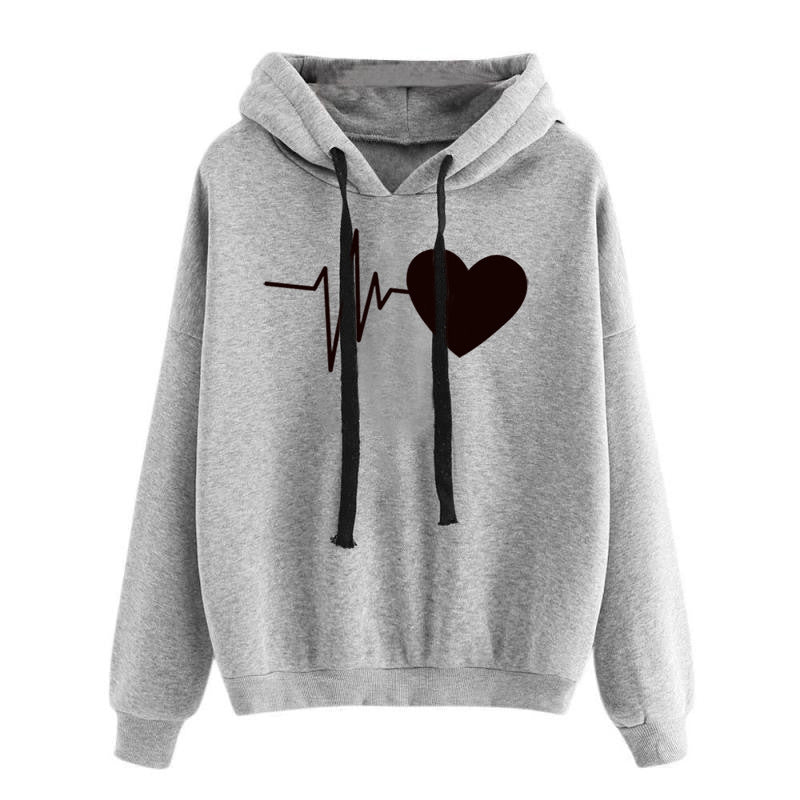 Heart Print Streetwear Hoodie