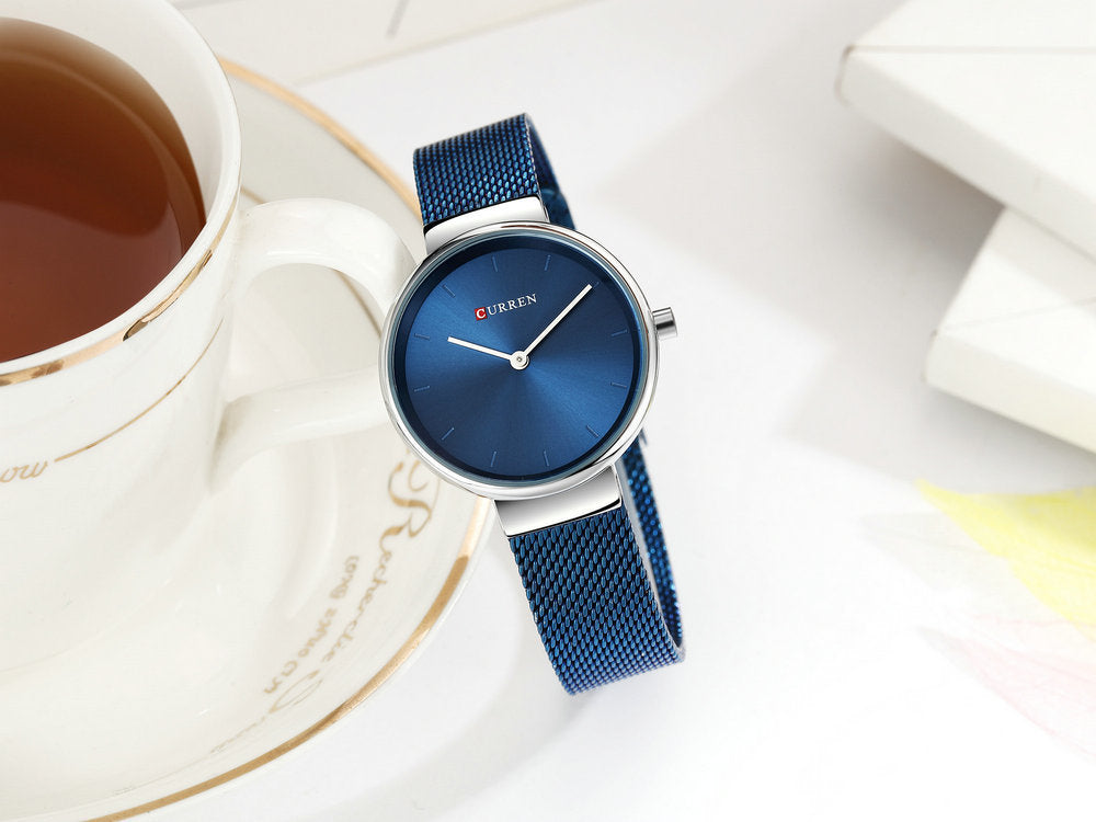 Mode Neue Damen Mesh Gürtel Casual Business Zeiger Uhr