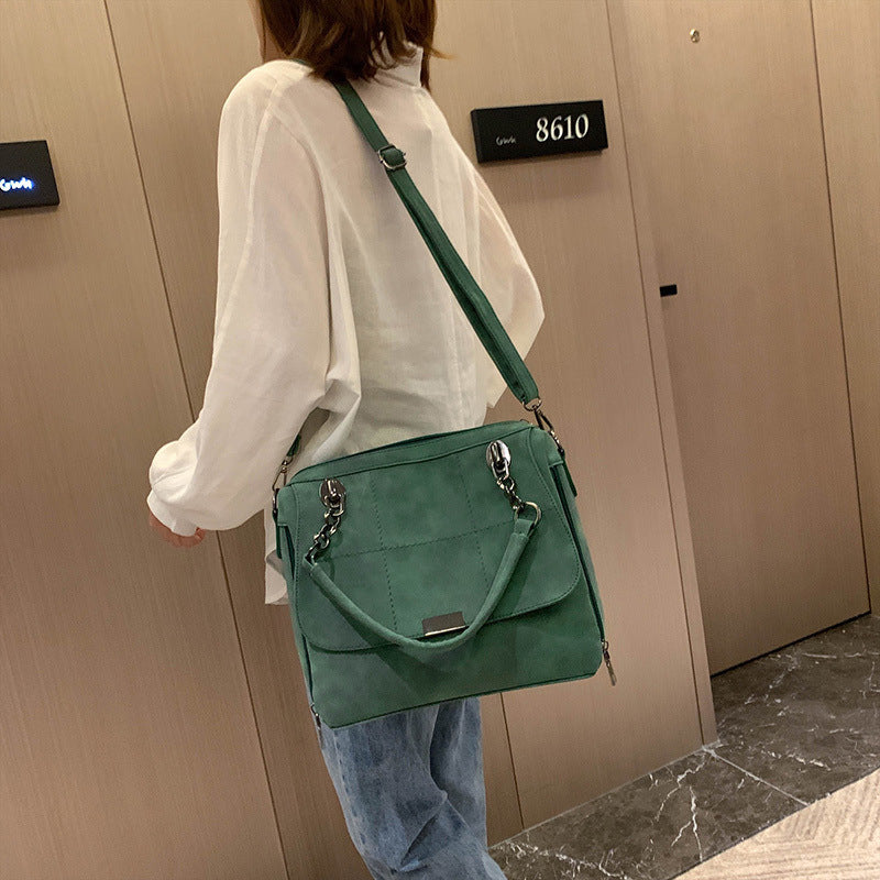 Matte Women Scrub Female Shoulder Bags Matcha Green PU Leather