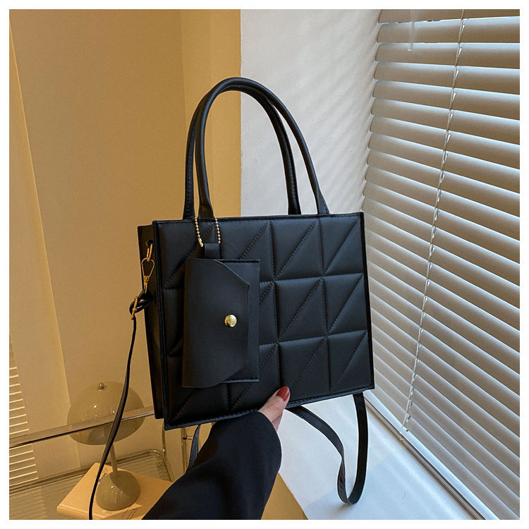 Plaid Shoulder With Small Wallet Simple Elegant Portable Square Handbag