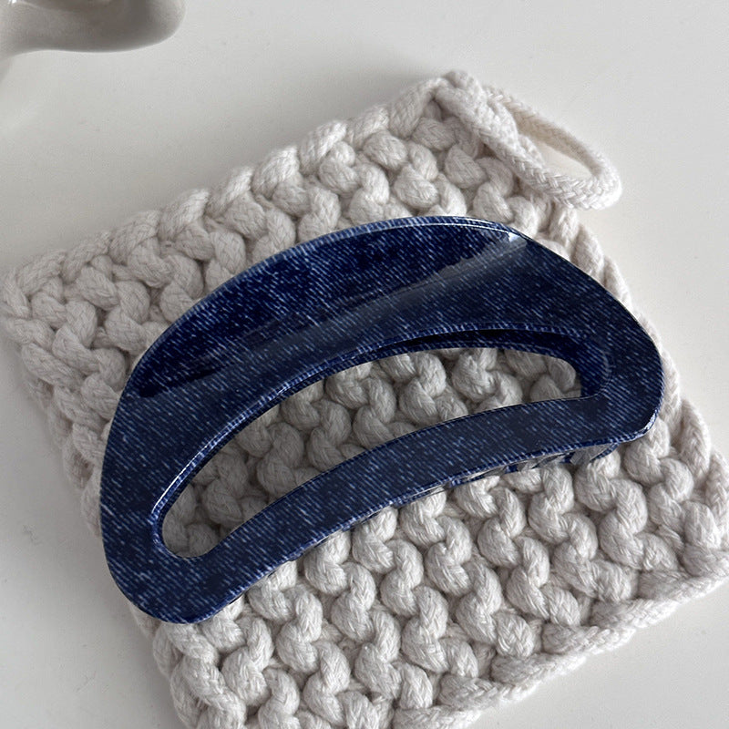 Blue Denim Jeans Style Acetate Hair Simple Shark Claw