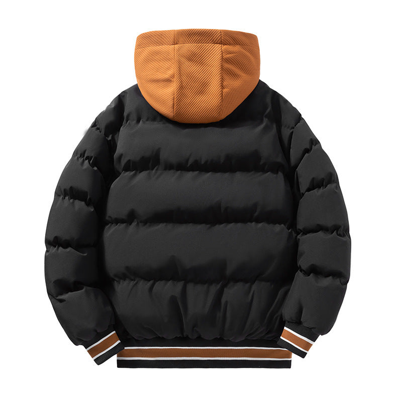 Mode Brief Kapuze Baumwolle Winter Warm Solid Zipper Jacke für Männer