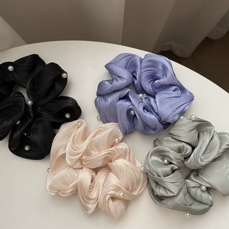 Pearl Texture Wavy Simple Ruffled Silk Scrunchie