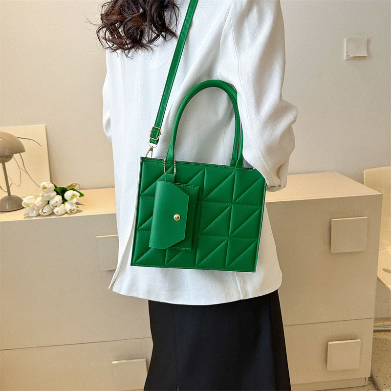 Plaid Shoulder With Small Wallet Simple Elegant Portable Square Handbag