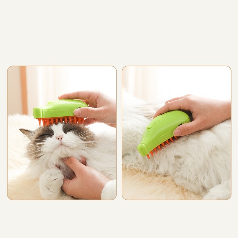 3 in 1 ペット用スチームブラシ 猫犬用洗浄スチームスプレーマッサージャー
